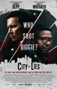 El cartel (poster) promocional de la pelicula CITY OF LIES protagonizada por Johnny Depp